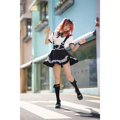 Jirai Kei Skirt Black Lace Suspender Skirt Cat Ear Skirt 37692:568754