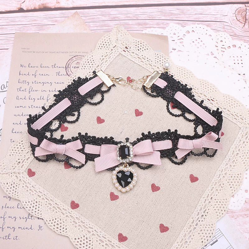 Ryousangata Heart Rhinestones Necklaces and Wrist Pieces 45072:838573