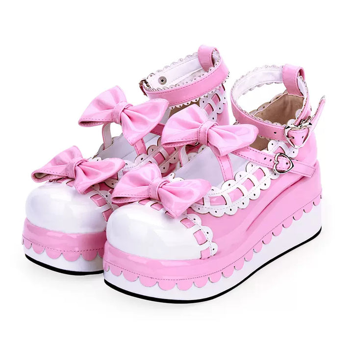 Lolita Shoes Pastel Platform Shoes With Bow 5Colors (34 35 36 37 38 39 40 41 42 43 44 45 46 47) 31652:601740