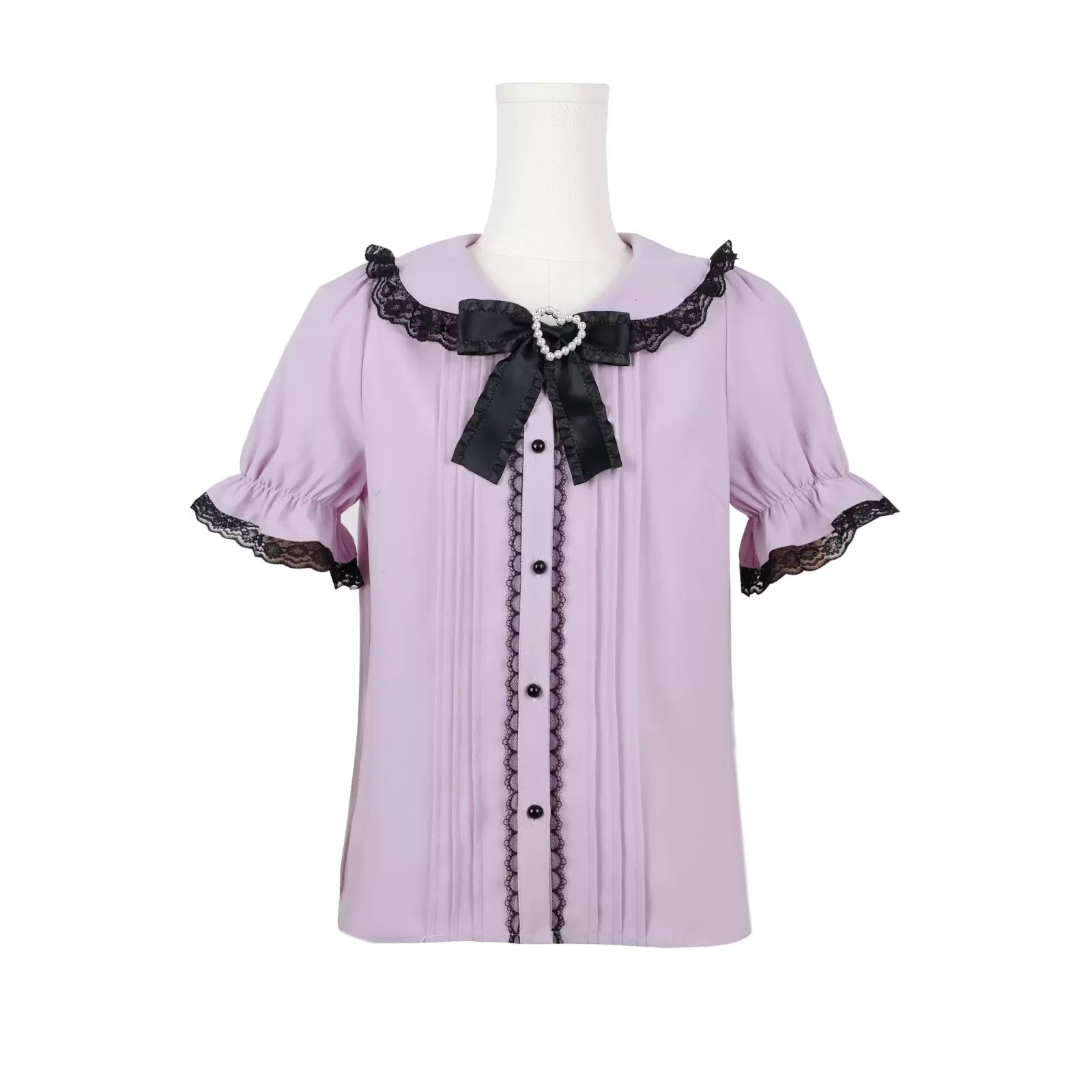 Jirai Kei Black Wine Red Sailor Collar Lace Blouse (L M S / Pink) 21726:561764