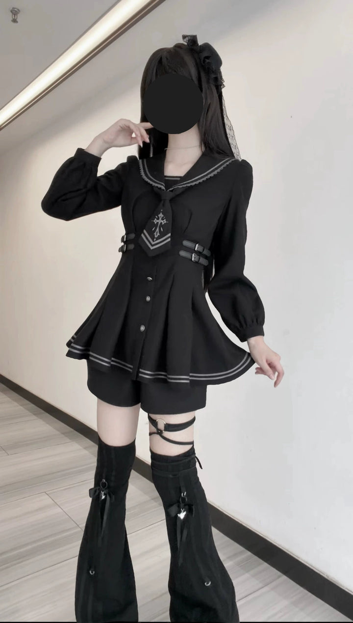 Black Sailor Collar JK Uniform, Detachable Necktie 45624:859754
