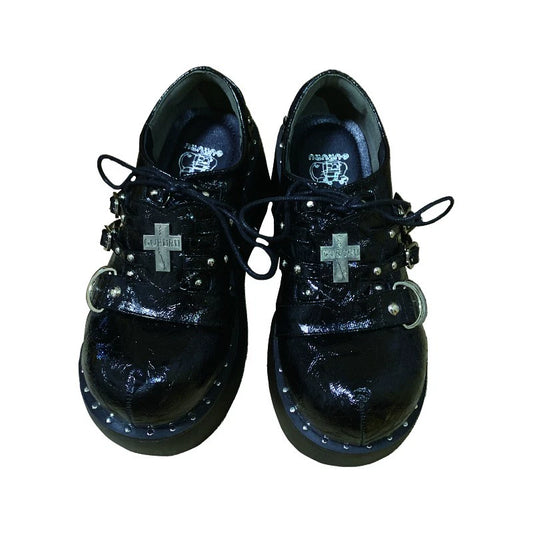 Y2K Spicy Girl Punk Lolita Black White Platform Shoes 28954:344710