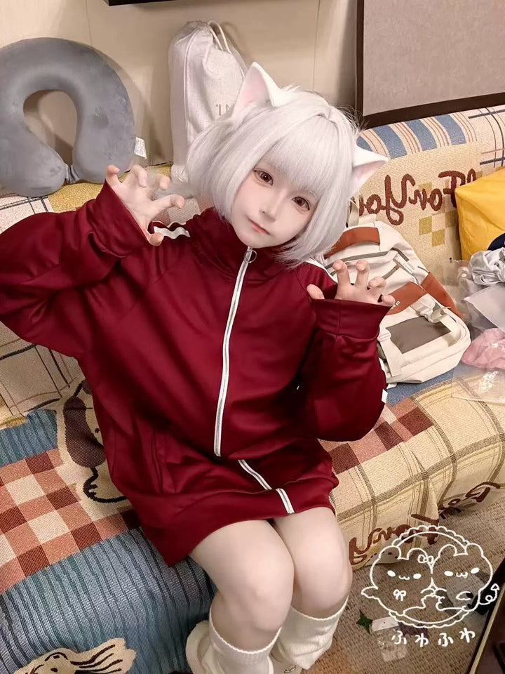 Red Jersey Outfit, Sporty Jacket & Elastic Waist Pants 44860:827128