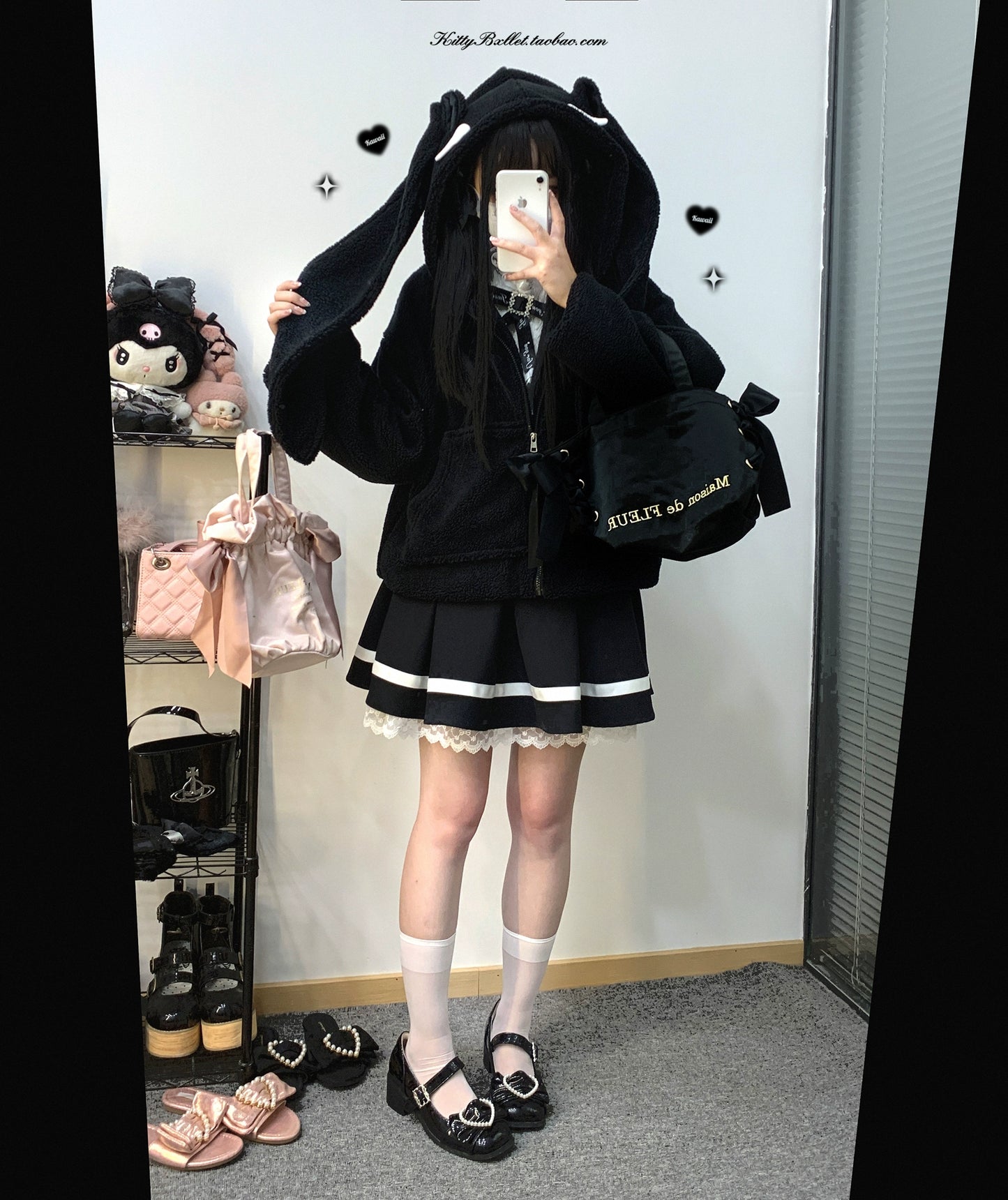 Jirai Kei Skirt High Waist Lace Up Skirt With Bow Tie 31860:396654