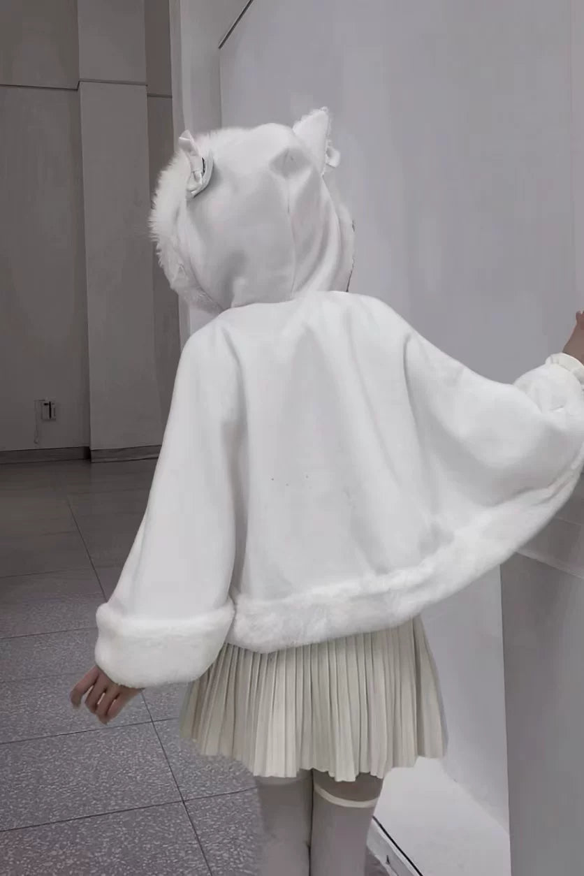 Jirai Kei Cape, Ear-Accented Hood and Toggle Buttons 44513:816759