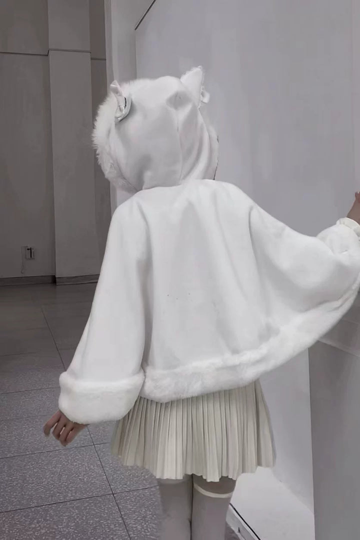 Jirai Kei Cape, Ear-Accented Hood and Toggle Buttons 44513:816759