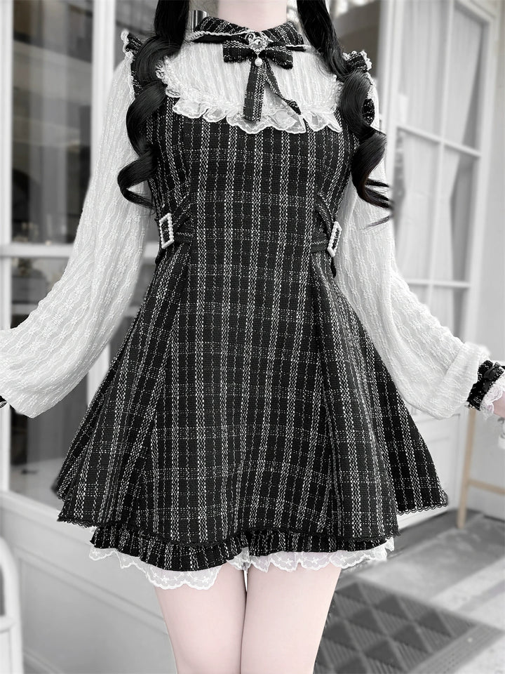 Tweed Ryousangata Dress Set, Elastic Waisted Shorts 44144:797225