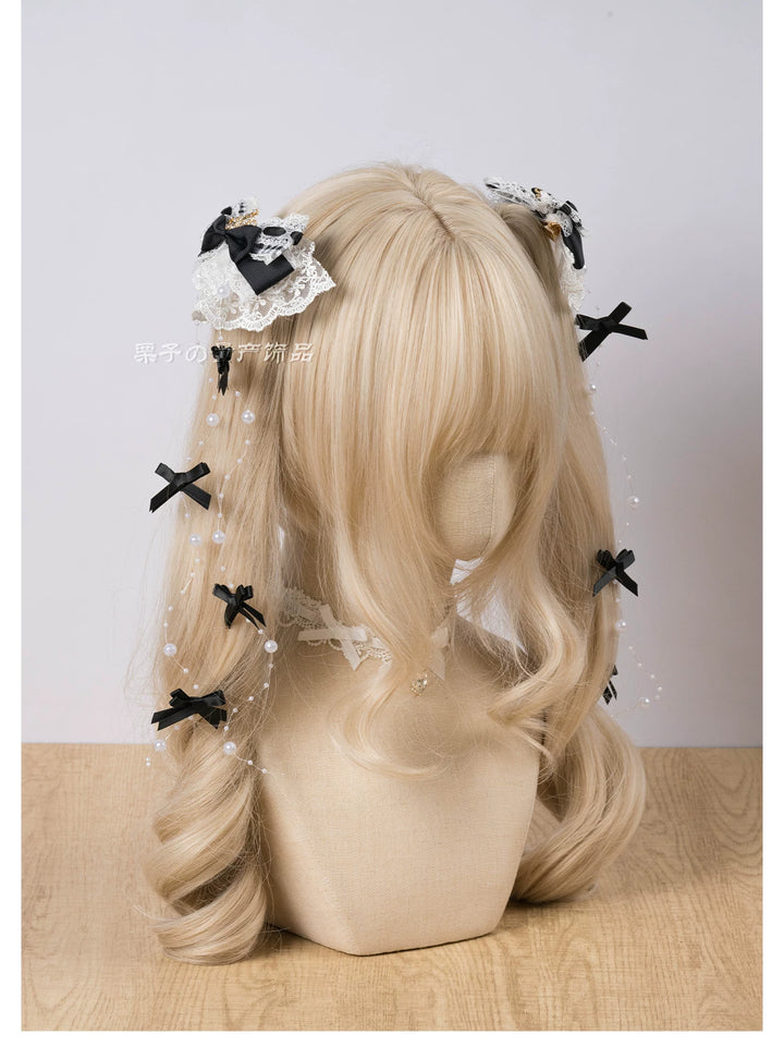 Jirai Kei Artificial Pearl Hair Clip, Rhinestone Crown 45108:837251