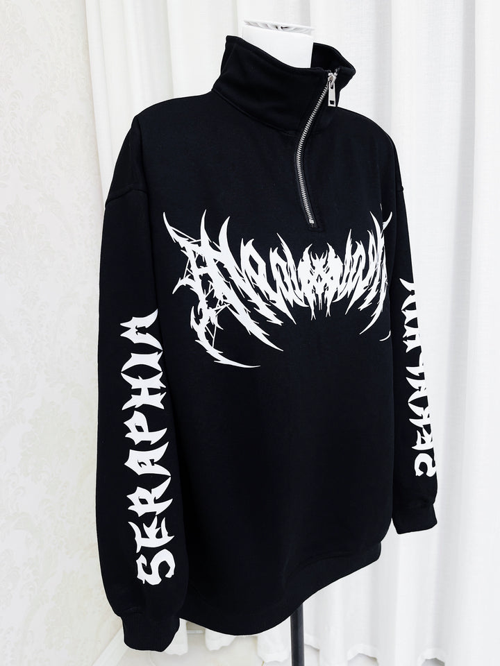 Gothic Black and White Sweatshirt, Zipper Collar (L S) 44218:804124