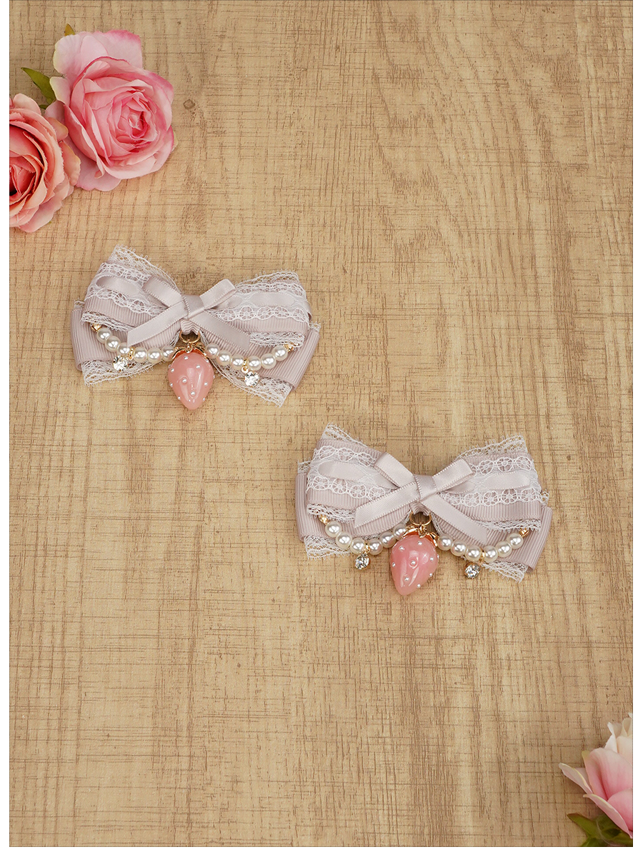 Lolita Bow Hair Clip Handmade Pearl Chain Barrette 36120:512820 36120:512820