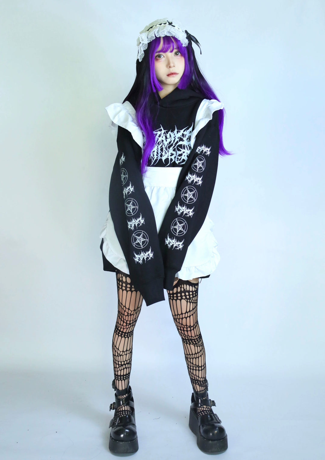 Jirai Kei Hoodie Punk Top Gothic Black and White Sweatshirt 32944:557818 32944:557818