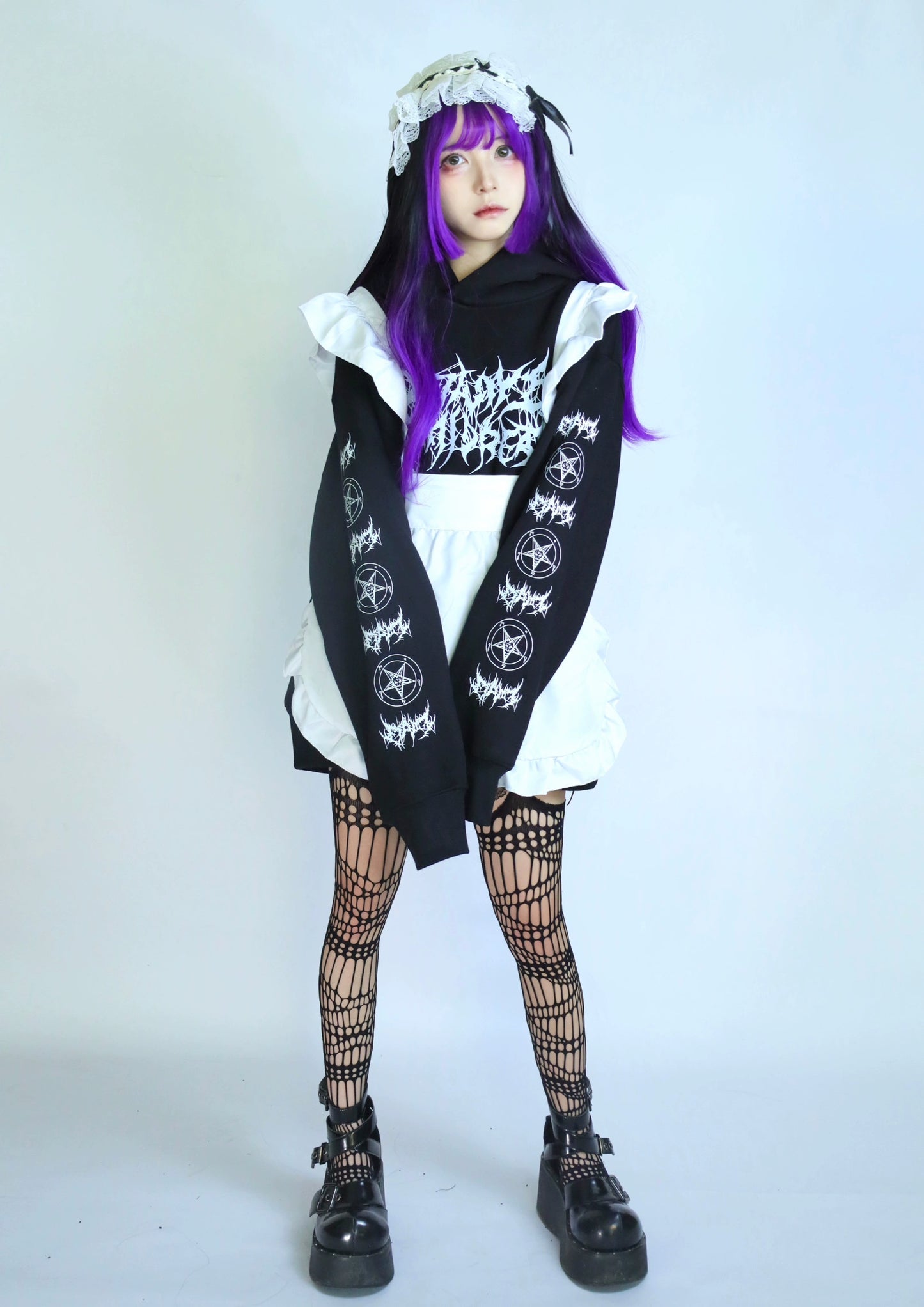 Jirai Kei Hoodie Punk Top Gothic Black and White Sweatshirt 32944:557818