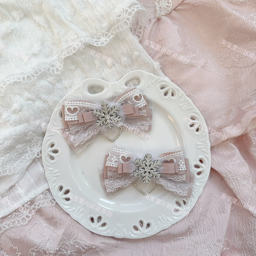 Jirai Kei Hair Clips, Snowflake Decoration and Fluffy Fur 45565:853456