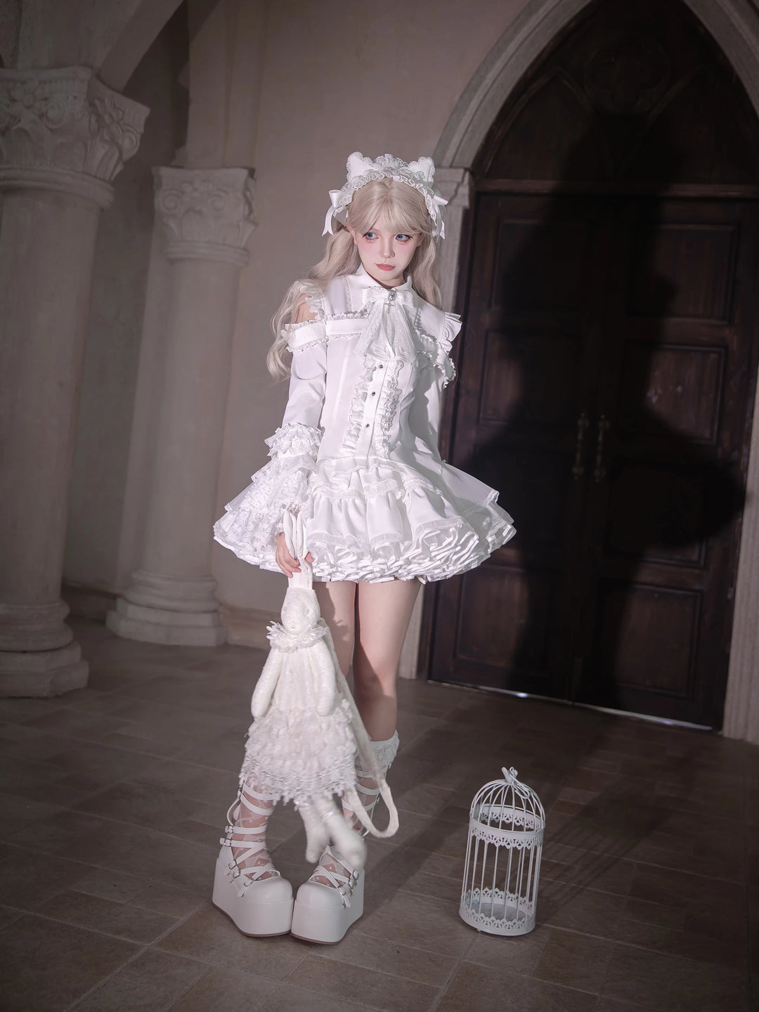 Subculture Hime Sleeve Blouse, Lace Skirt Set 45625:858405