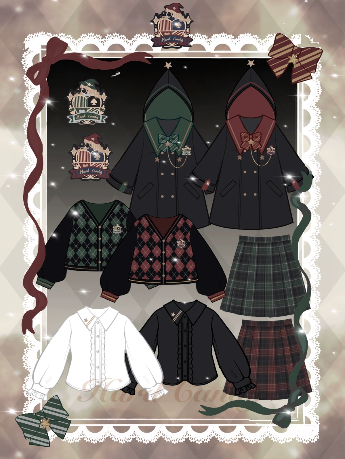 Plus Size Black Woolen Coat Green Red Diamond Print Sweater 29860:358984