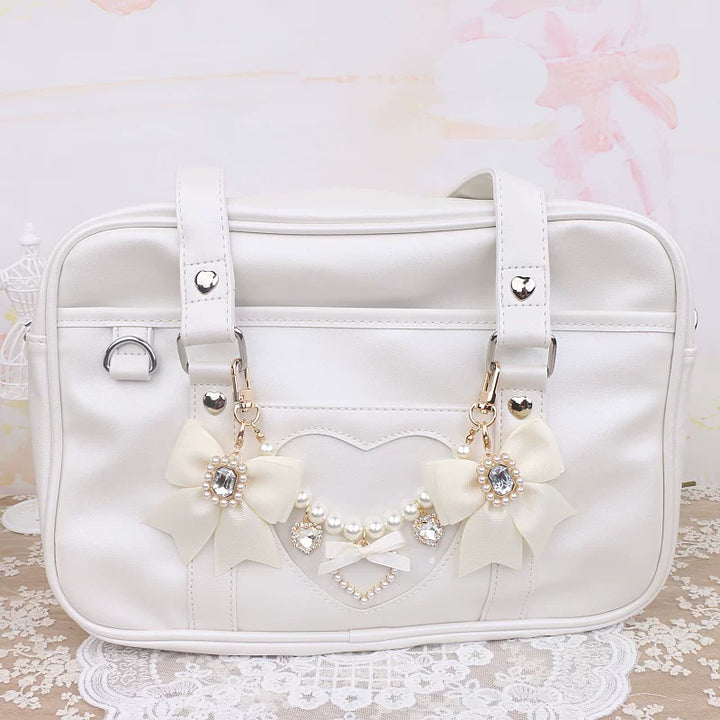 Ryousangata Bag Chain & Bow Charm, Heart-Shaped Rhinestone 45075:839457
