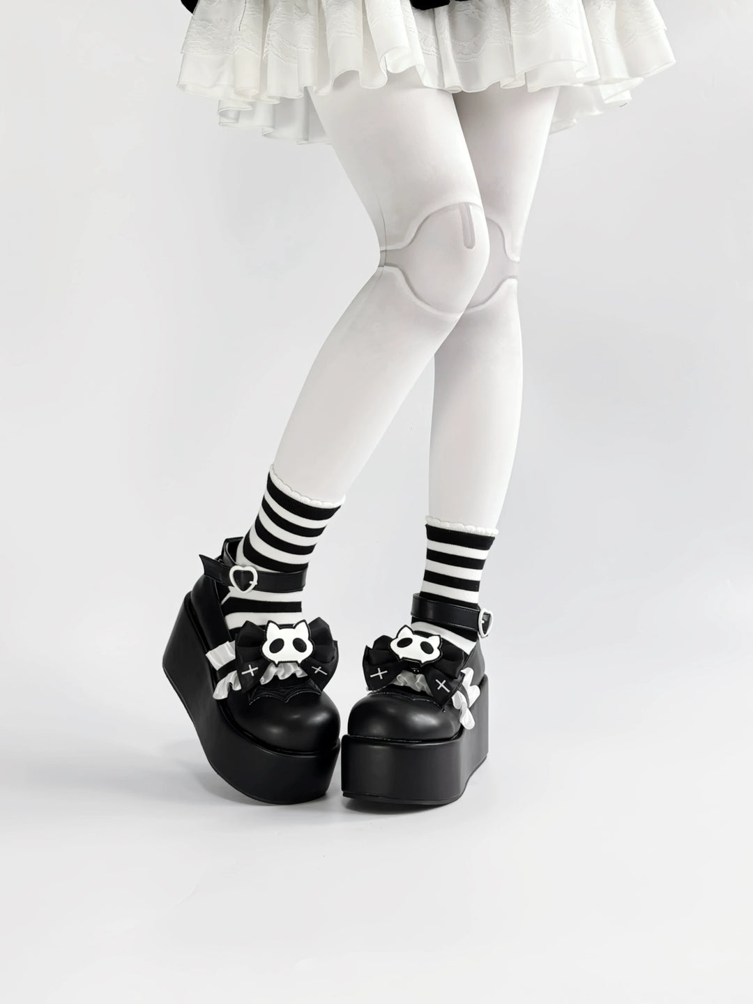 Gothic High Platform Shoes, Detachable Bow 45286:846197