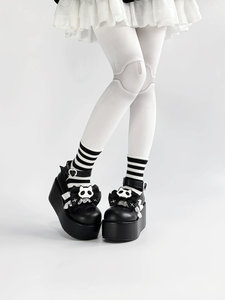 Gothic High Platform Shoes, Detachable Bow 45286:846197