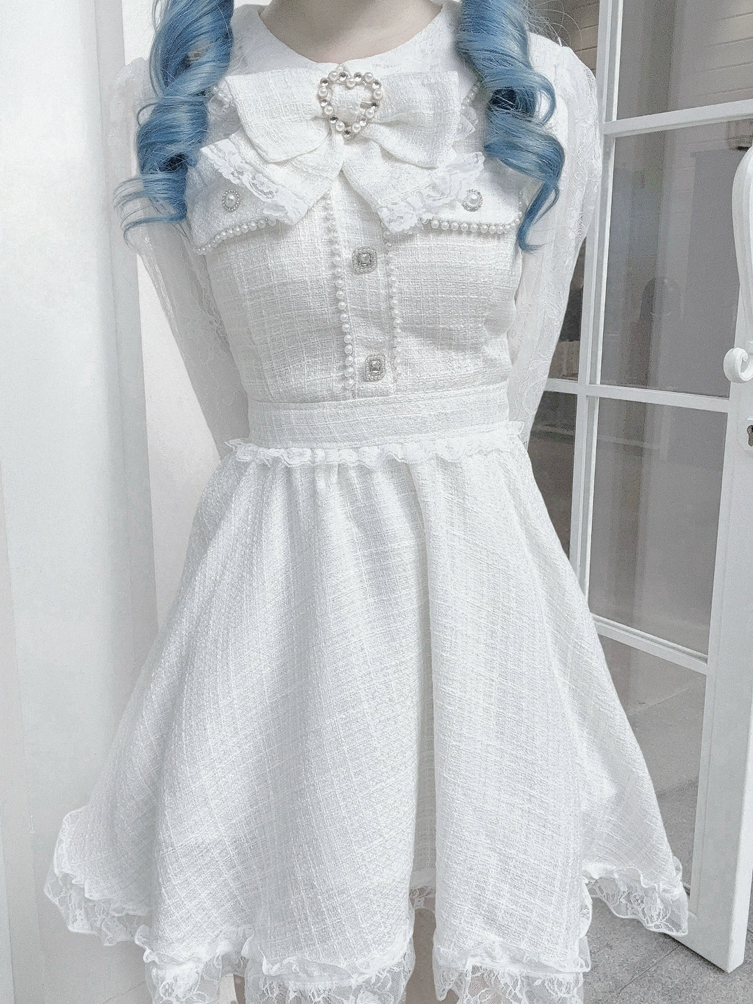 Ryousangata One-Piece Dress, Lace and Tweed 44015:792800