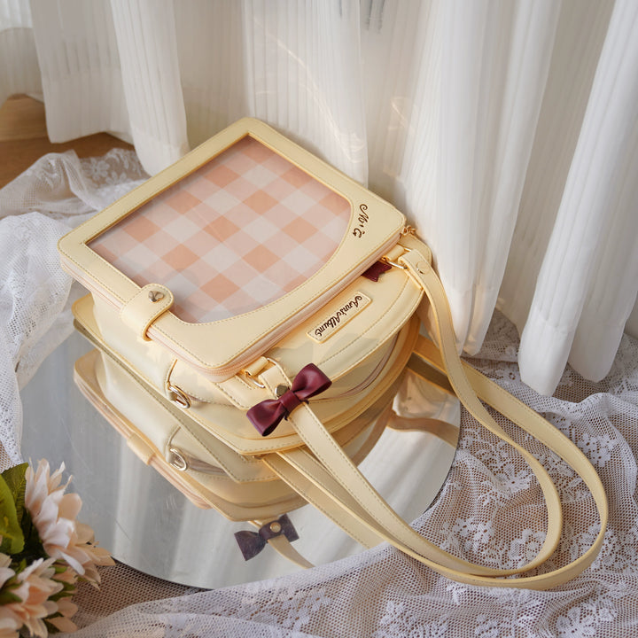 Kawaii Itbag Plaid Girl Large Capacity Handbag (Yellow) 33788:485866