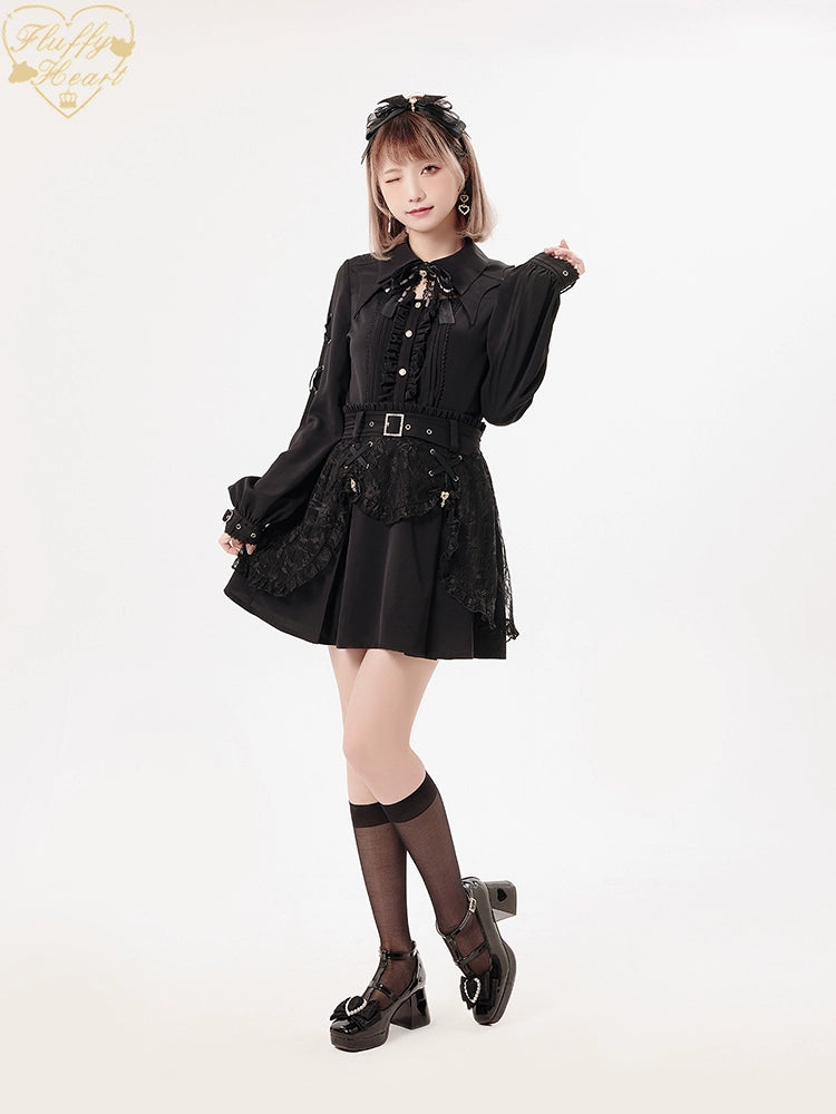 Jirai Kei Black Purple Skirt With Double Layer 21940:350882 21940:350882