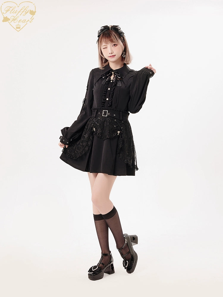 Jirai Kei Black Purple Skirt With Double Layer 21940:350882