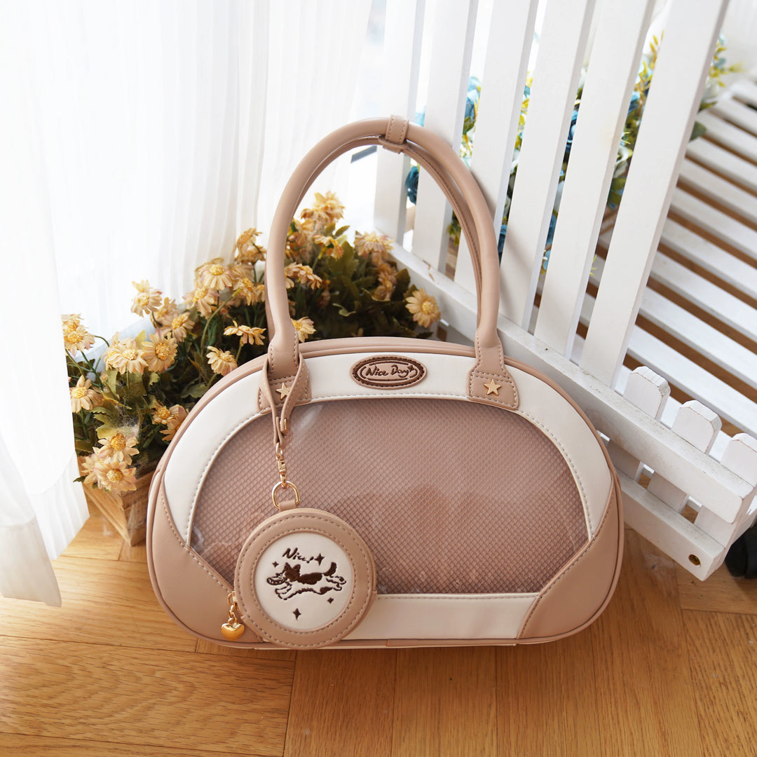 Adorable Itabag Dog Frisbee Crossbody Bag Embroidered Bag (Khaki) 38892:642346