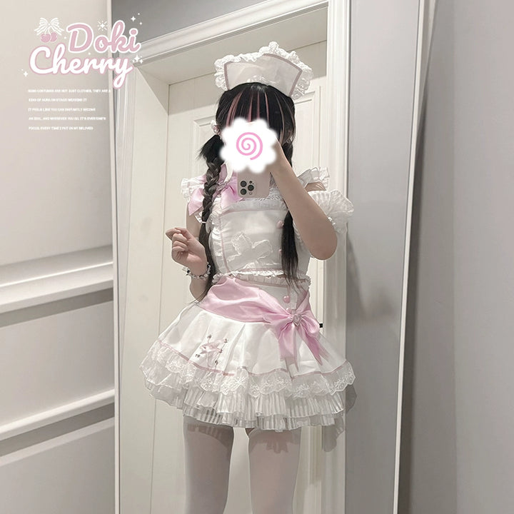 Jirai Kei Skirt Two-Piece Idol Stage Outfit Short-Sleeve Top and Skirt Set 41562:704868