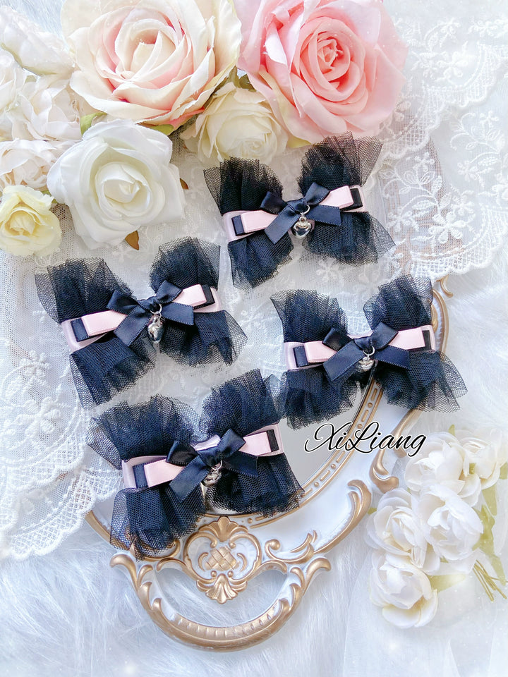 Jirai Kei Hair Clip Pink And Black Bowknot Headdress 39106:634198