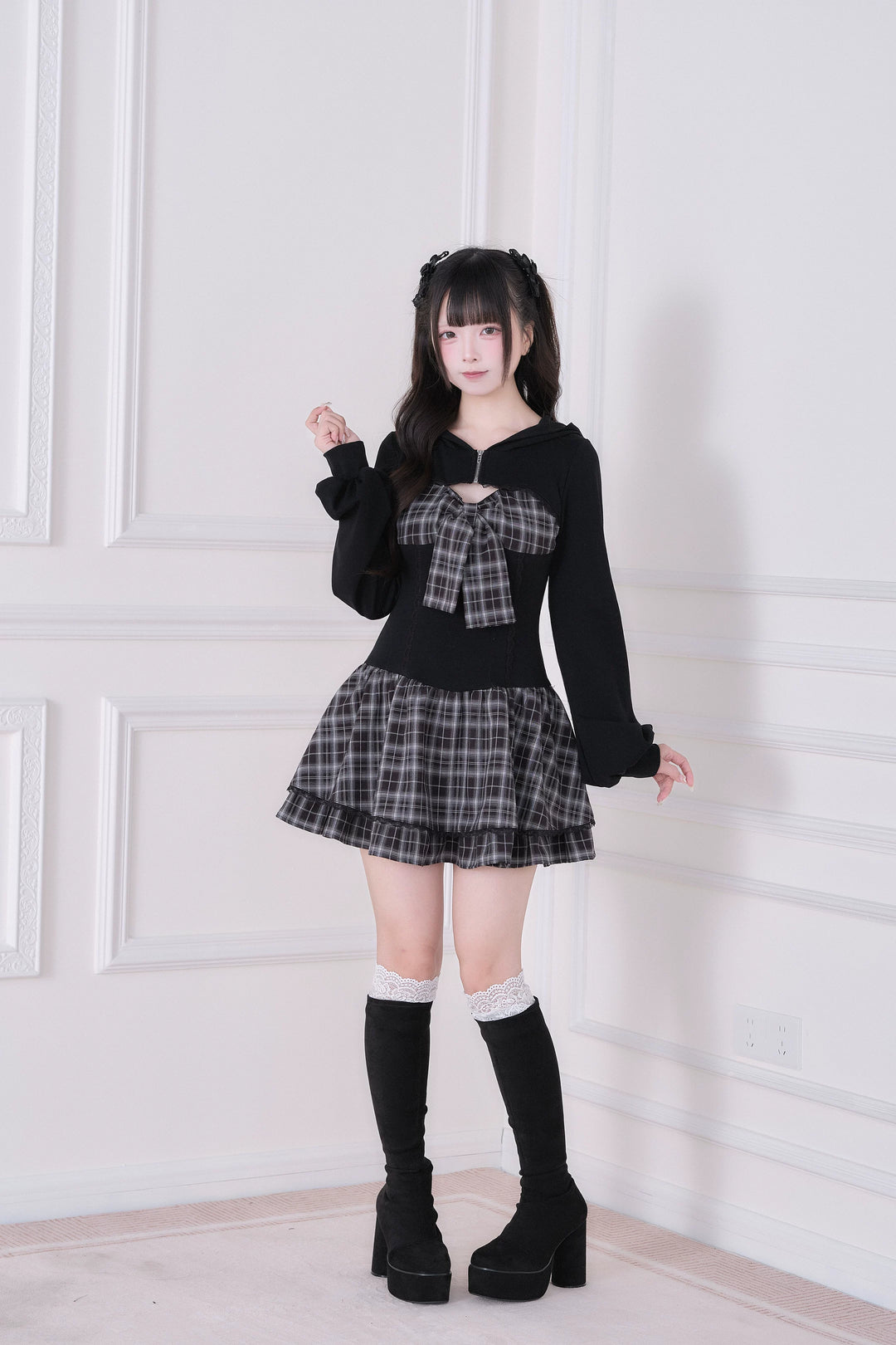 Jirai Kei One-Piece Dress, Hoodie-Inspired 44816:823048