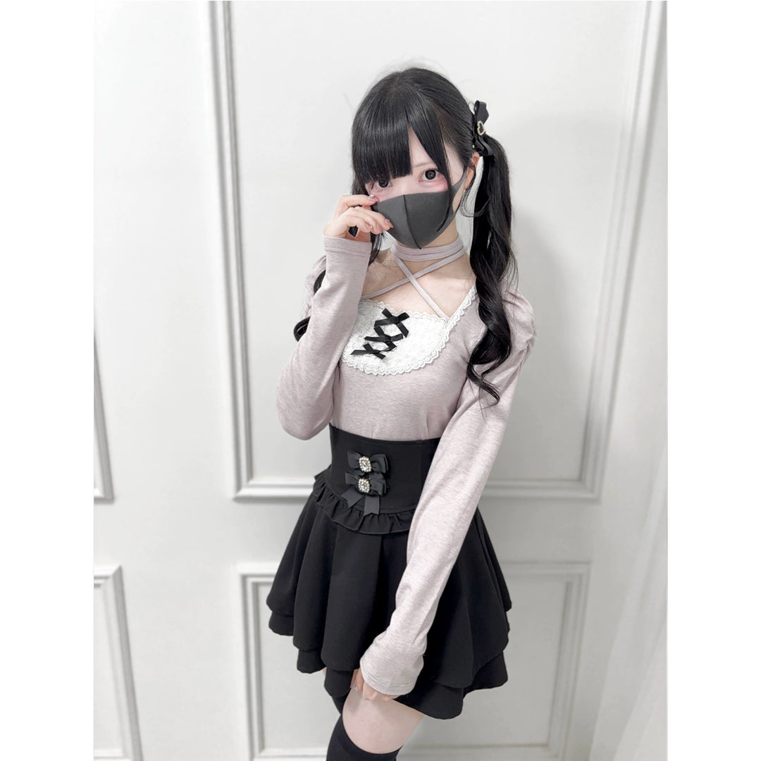Ryousangata Knit Top, Halter Neck Tie (M S) 43828:786808