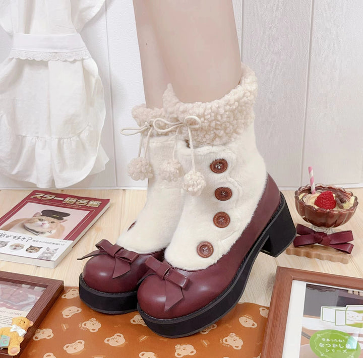 Lolita Boots Sock Mary Jane Shoes Low Heel Shoes Black Brown 32654:408194 32654:408194