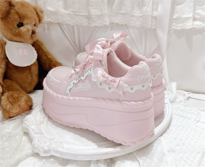 Jirai Kei Platform Shoes, Heart Details & Bows 45252:842629