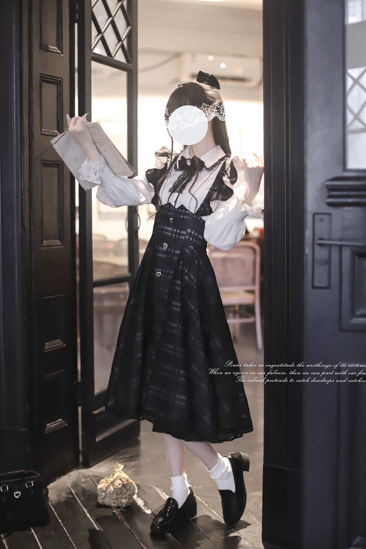 Two-piece Seiso Kei Suspender Skirt Outfit 43883:789490