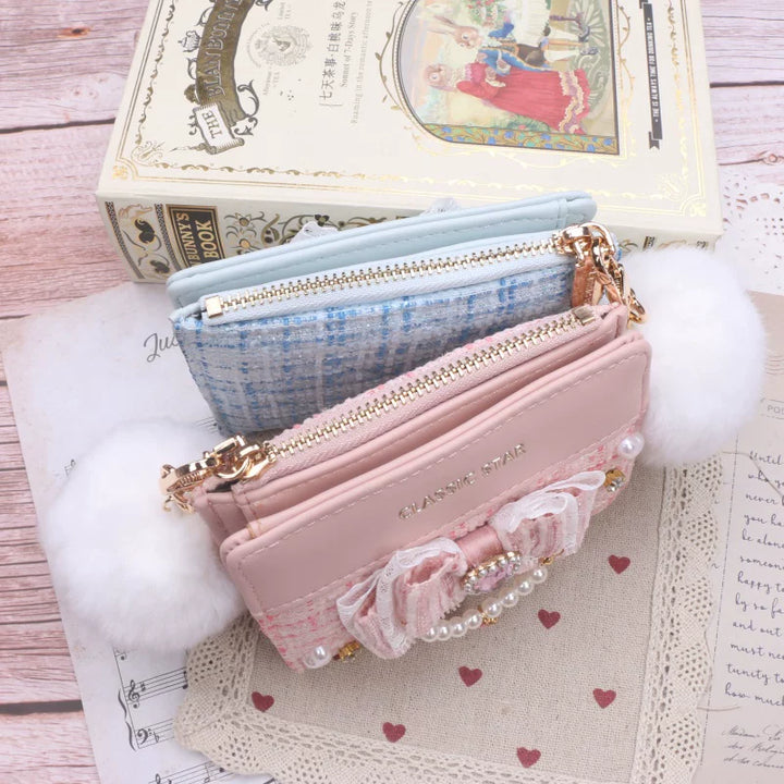 Ryousangata Rhinestone Wallet, Pom-Pom Pendant 45068:839541