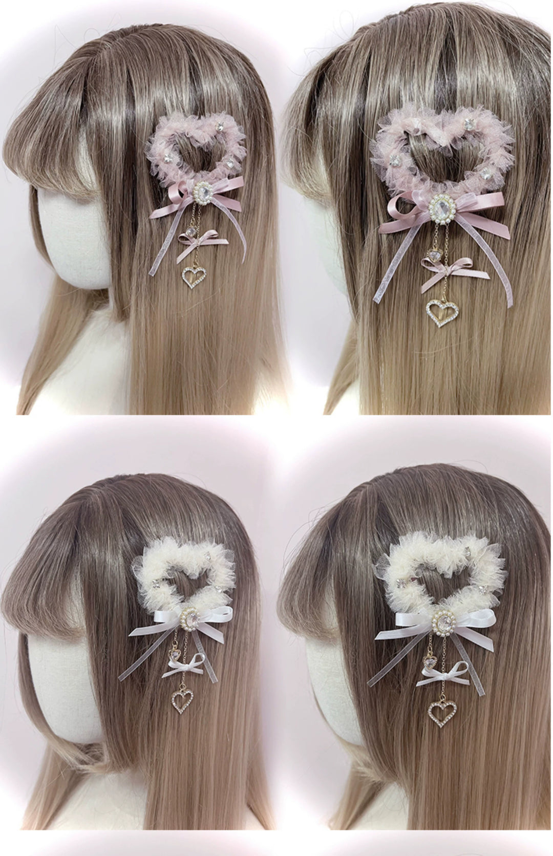 Ryousangata Tulle Heart-Shaped Hairclips 43825:786651