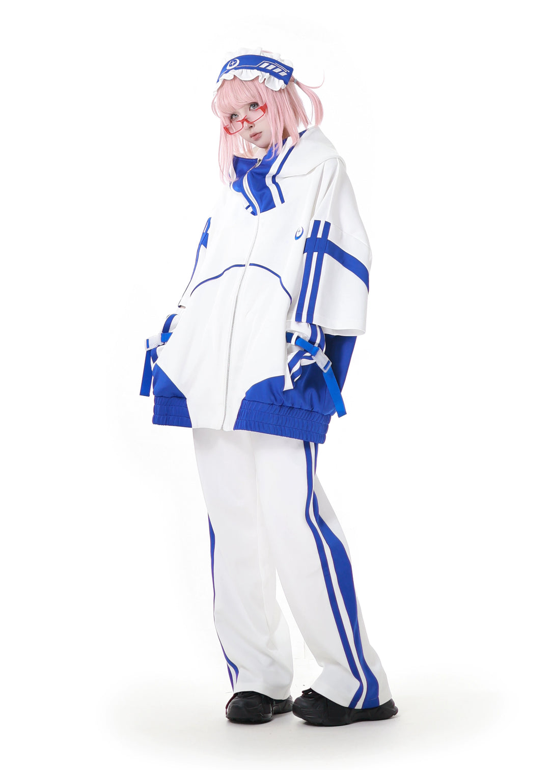 Oversized Short-Sleeved Jirai Kei Jacket Set with Shorts & Pants 42810:764215