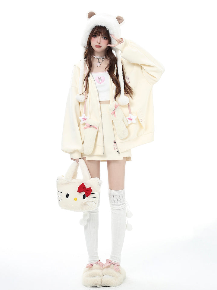 Jirai Kei Coat Zipper Jacket Hoodie Skirt Set Multicolor 32456:439340