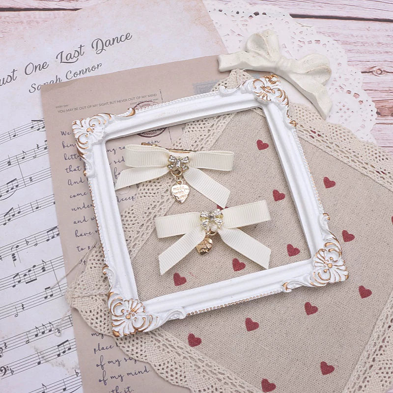 Jirai Kei Hair Clip, Rhinestone Bow & Heart Pendant 45071:834153