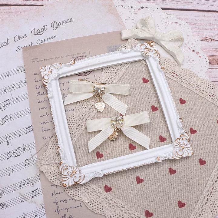 Jirai Kei Hair Clip, Rhinestone Bow & Heart Pendant 45071:834153