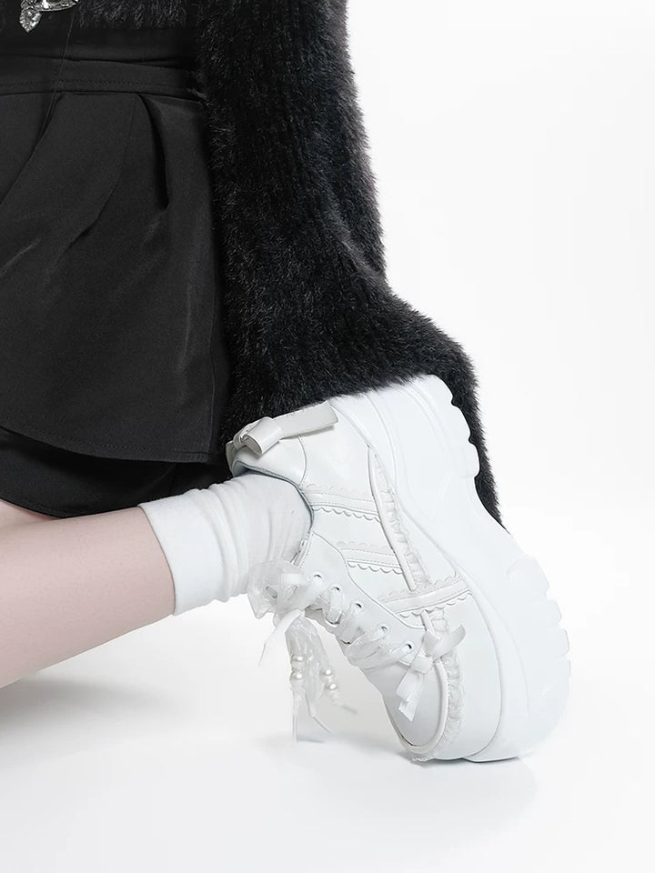 Jirai Kei High Platform Shoes, Lace Details 45748:861601
