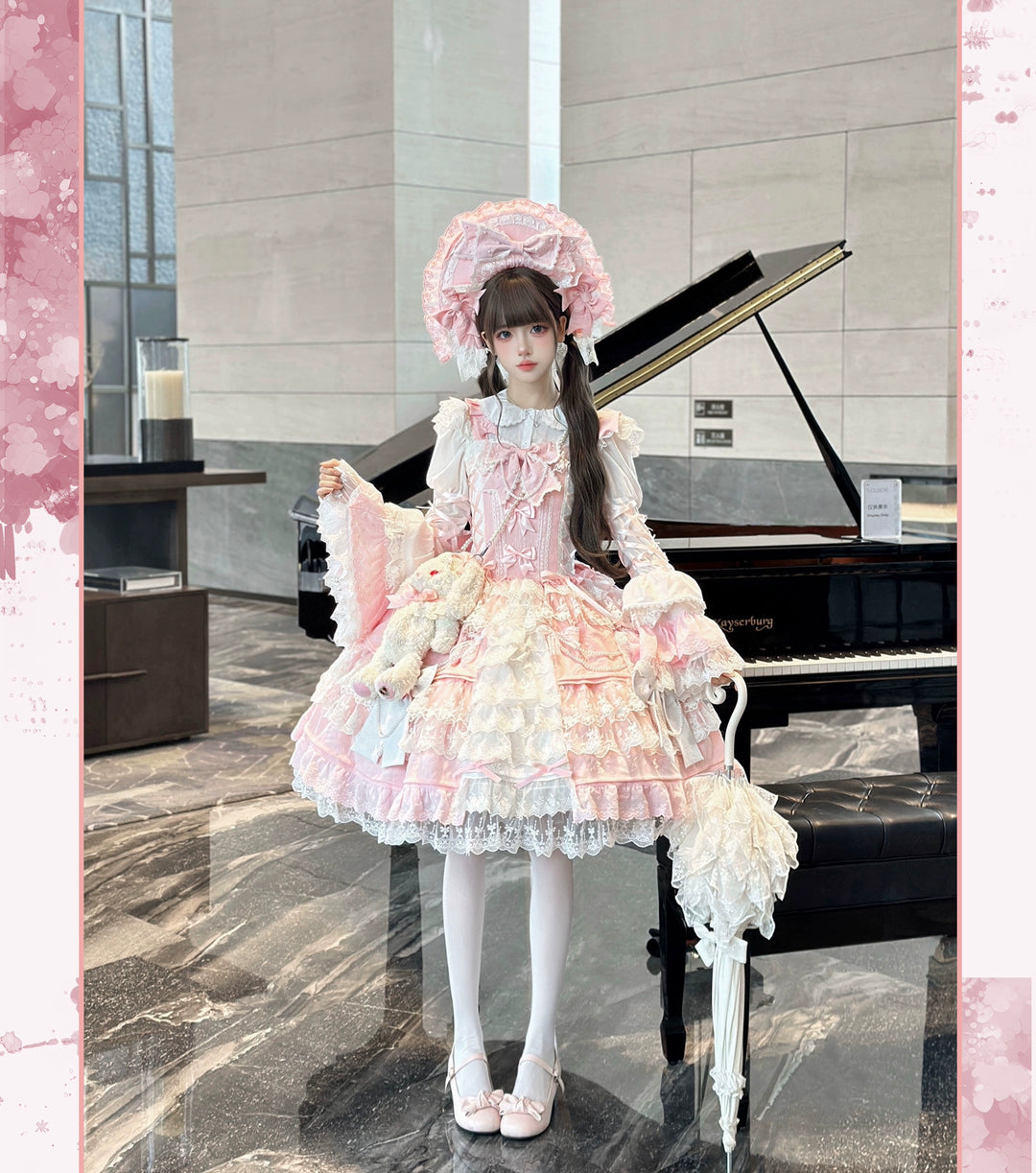 Sweet Lolita Pink JSK Doll-like Dress Princess Sleeve Blouse BNT 41170:697870