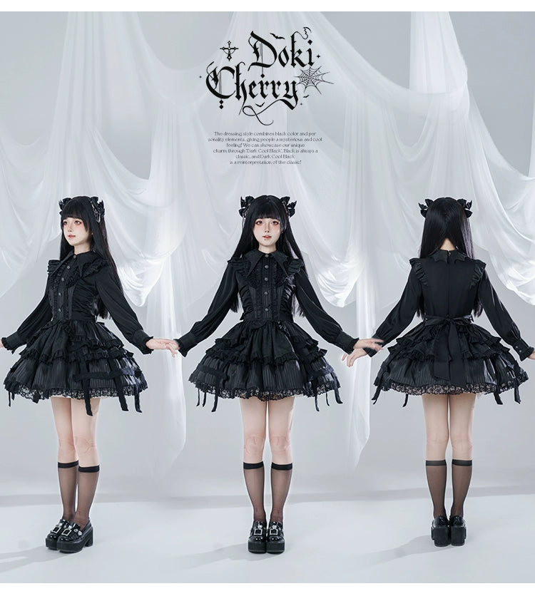 Gothic Lolita Black OP Dress, Bat Wing Collar 44074:795977