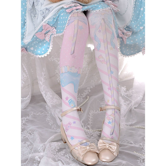 Lolita Knee Stockings Sacred Scepter Patterns Multicolor 22784:365342