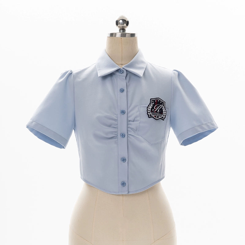 American Uniform Set College Style Skirt Preppy Blouse (L M S XL) 36408:568012