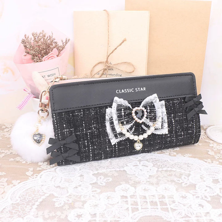 Ryousangata Rhinestone Wallet, Pom-Pom Pendant 45068:839569