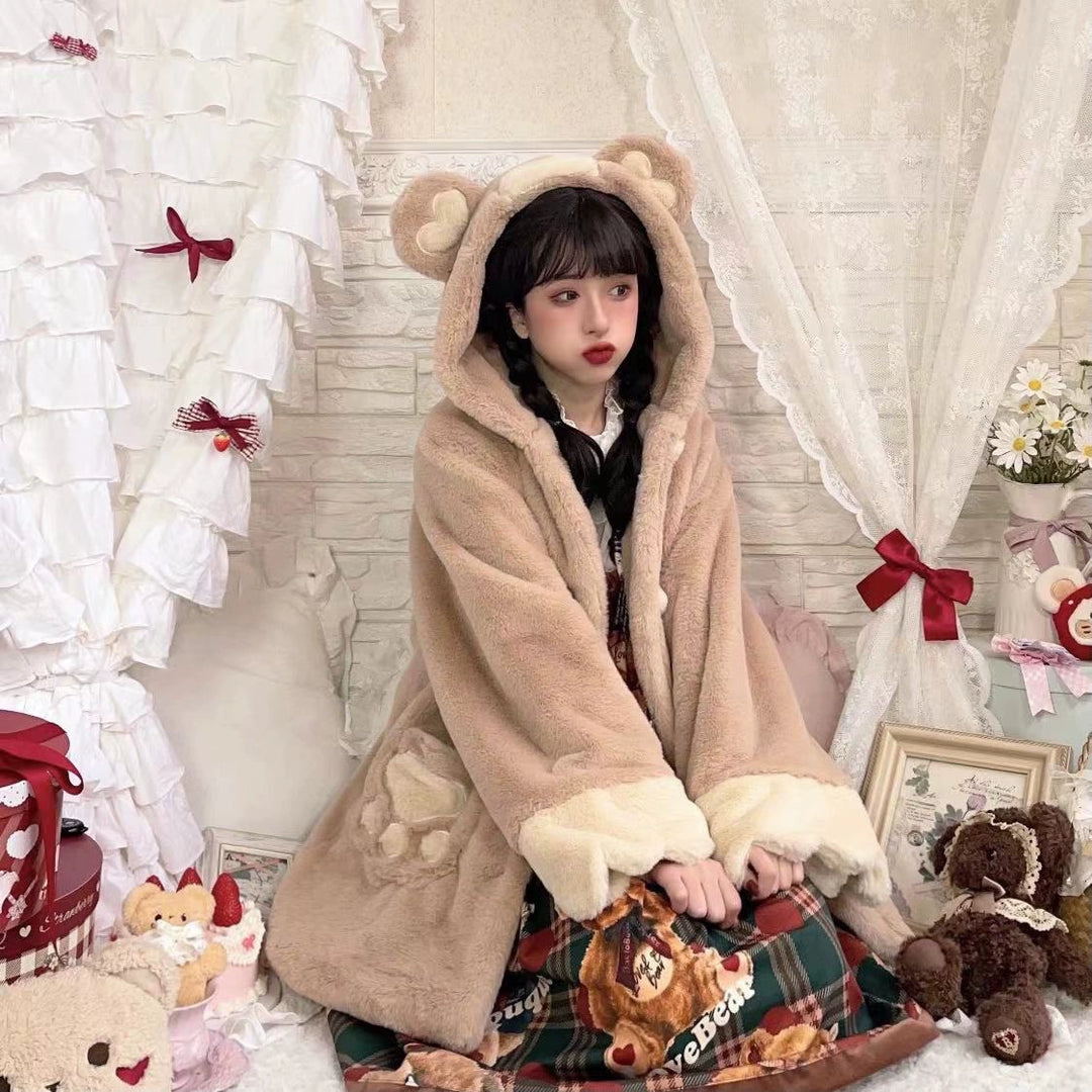 Lolita Plush Coat Bear Thick Cute Coat For Winter 32624:493328 32624:493328