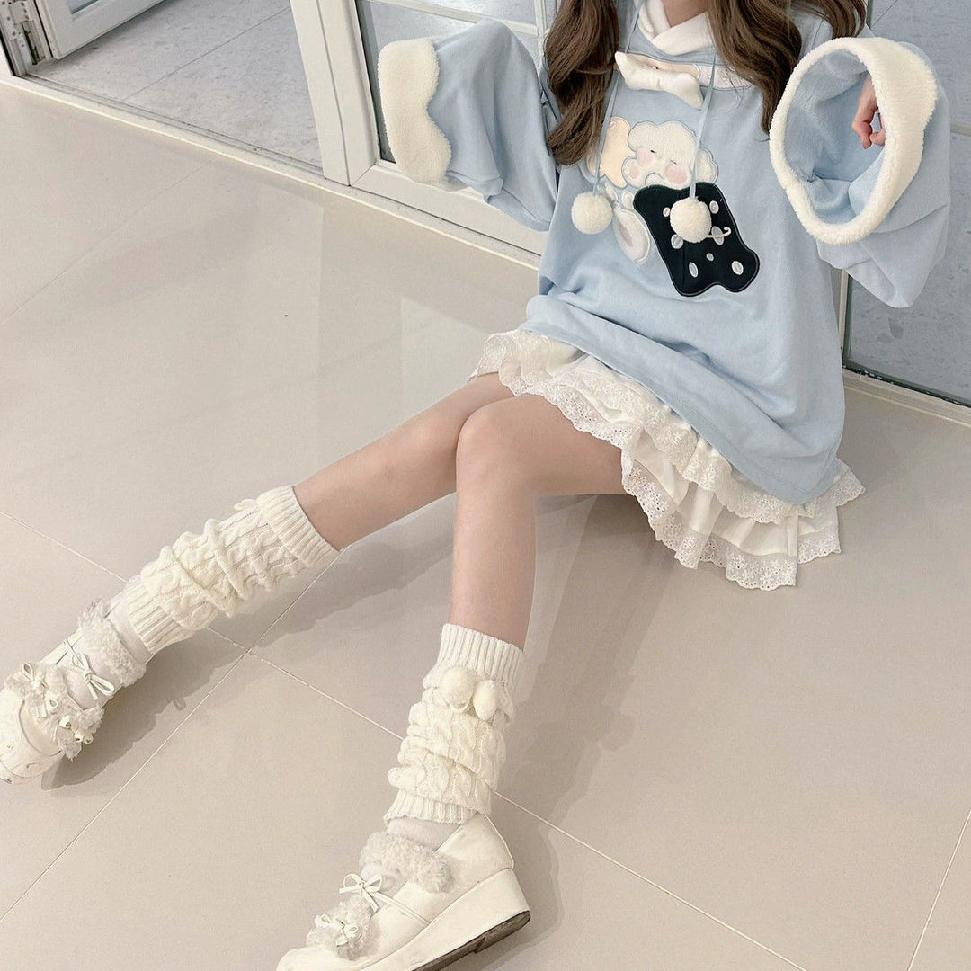 Y2K Sweatshirt Kawaii Hoodie Fleece Loose Fit Top 41444:698720