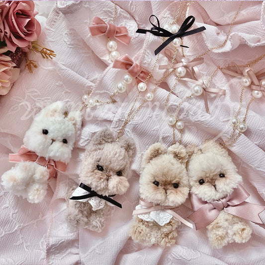 Lolita Necklace Plush Bunny Brooch With Bow Details 38008:580508