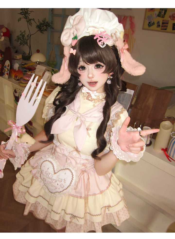 Kawaii Lolita Baker-Inspired Blouse, Suspender Skirt 44466:809192